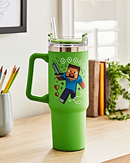 Minecraft Green 900ml Insulated Cup and Straw