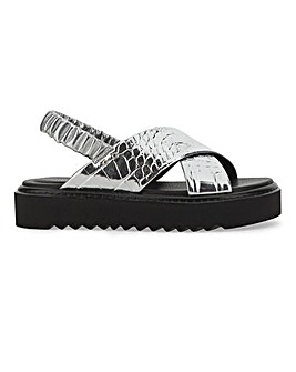 wide fit flat silver sandals