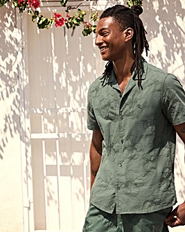 Revere Collar Floral Embroidered Co-ord Shirt