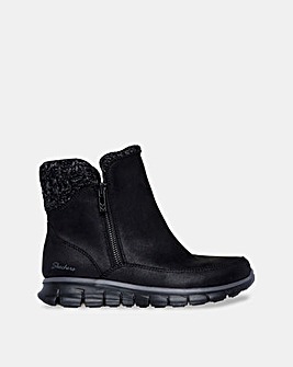 Skechers Synergy Sparkly Knit Zip Up Boot - Standard Fit