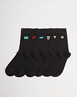 6 Pack Football Emroidery Socks