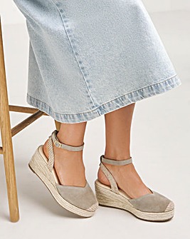 Layla Classic Closed Toe Buckle Espadrille Wedges Extra Wide EEE Fit