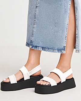 Pixie Ruched Strapped Flatform Sandals Wide E Fit Simply Comfort