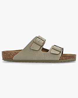 Birkenstock Mens Arizona Birko-Flor Faded Khaki Two Bar Mules Standard Width