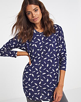 Feather Print Oversized Top