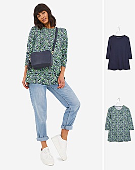 Ditsy Print and Navy 2 Pack Swing Tunics