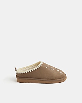 Accessorize Heart Embroidered Mule Slippers