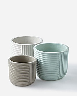 Set of 3 Blue Embossed Planters