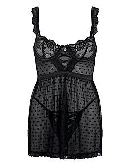 Heart Mesh And Lace Babydoll Set