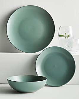 Buxton 12 Piece Sage Stoneware Dinnerset