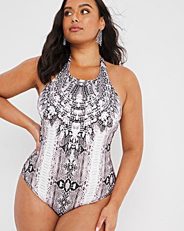 Figleaves Curve Snake Print Jewelled Swimsuit