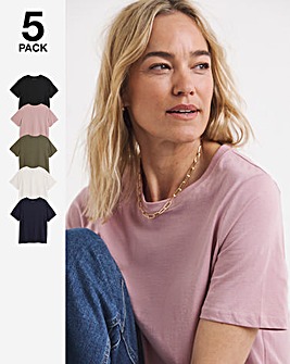 Pure Cotton 5 Pack The Crew Neck Short Sleeve T-Shirt