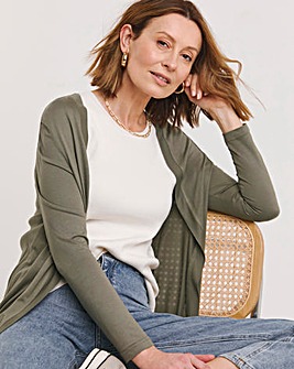 Green Edge to Edge Jersey Cardigan