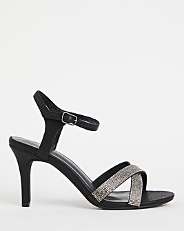 Diamante Crossover Heeled Sandal Wide E Fit