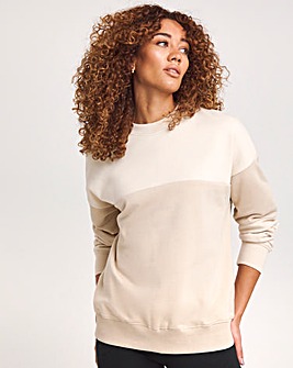 Oatmeal Colour Block Crew Neck Sweatshirt