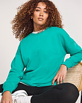 Turquoise Seam Detail Crew Neck Sweatshirt