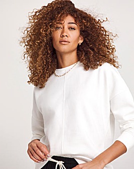 White Seam Detail Crew Neck Sweatshirt