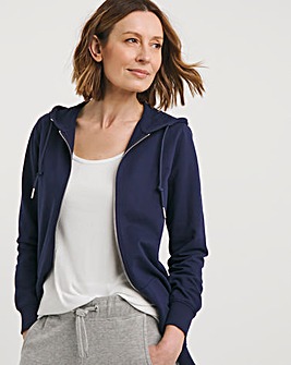 Blue Longline Zip Through Hoodie