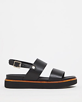 Leather Buckle Strap Chunky Sandal EEE Fit