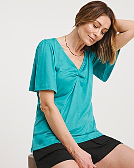 Twist Front Top Angel Sleeve Top