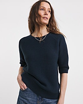 Navy Crew Neck Raglan Sleeve Jumper