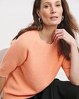 Coral Crew Neck Raglan Sleeve Jumper