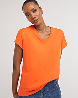 Orange V-Neck Short Sleeve T-Shirt