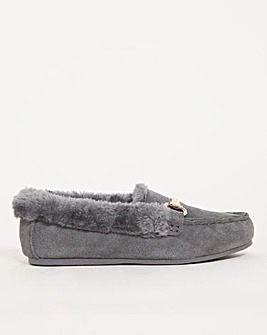 Suede Trim Loafer Slipper Extra Wide EEE Fit