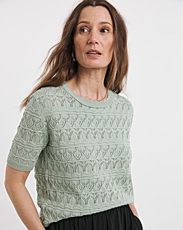 SAGE CROCHET SHORT SLEEVE JUMPER