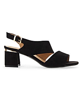 Flexi Sole Asymmetric Strap Block Heel Sandals Extra Wide EEE Fit