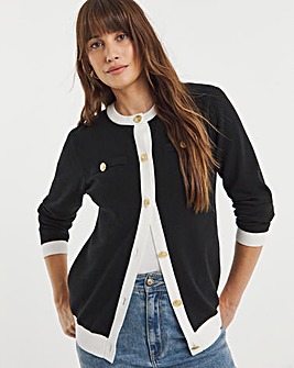 Boxy Contrast Trim Cardigan
