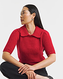 Red Fluffy Collar Jumper