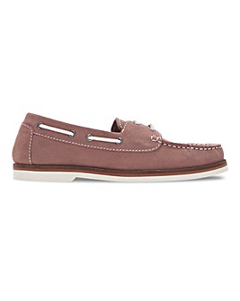 Leather Lace Up Boat Shoes Wide E Fit