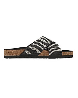 Beaded Crossover Footbed Sandals Wide E Fit