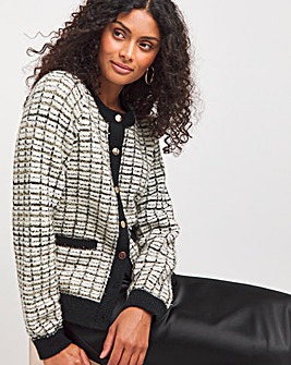 Lurex Checked Cardigan