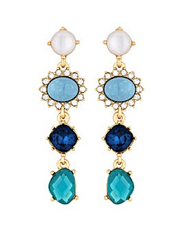 Mood Gold Blue Turquoise And Blue Opal Mixed Stone Drop Earrings