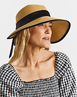 Wide Brim Satin Tie Bow Hat