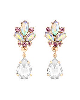 Mood Rose Gold Pink Aurora Borealis Crystal Vintage Peardrop Earrings