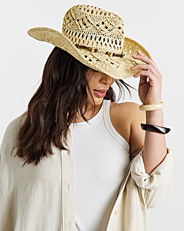 Bead Detail Western Cowboy Hat