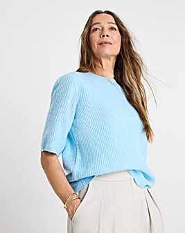 LIGHT BLUE SHORT SLEEVE CREW NECK JUMPER