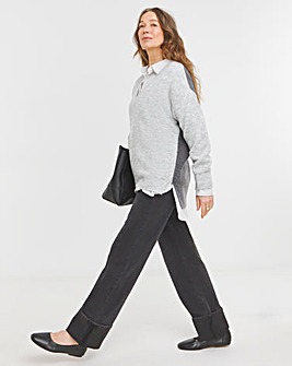 Grey Colourblock V Neck Tunic