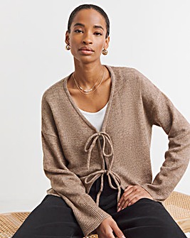 MOCHA TIE FRONT CARDIGAN