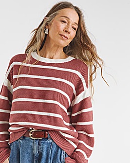 Pink Stripe Crew Neck Jumper