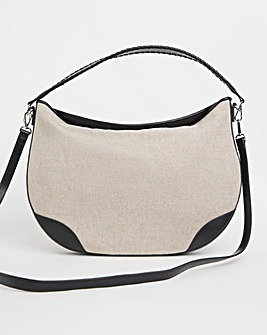 Canvas & PU Mix Shoulder Bag