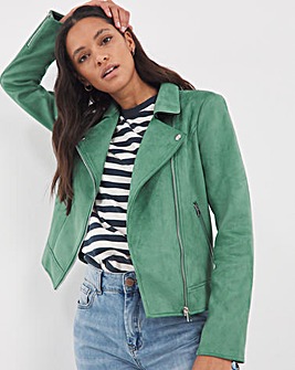Green Suedette Biker Jacket