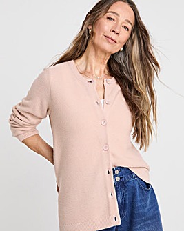 Blush Boxy Crew Neck Cardigan