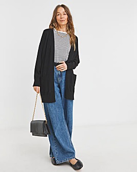 Black Longline Edge to Edge Cardigan