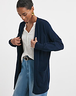 Navy Longline Edge To Edge Cardigan