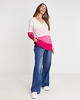 Pink Stripe V Neck Slouch Tunic