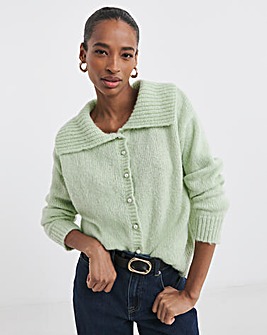 PISTACHO STATEMENT COLLAR CARDIGAN